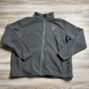 Columbia Full Zip Fleece Gray Mens Size XXL Jacket Sweatshirt Texas Tech